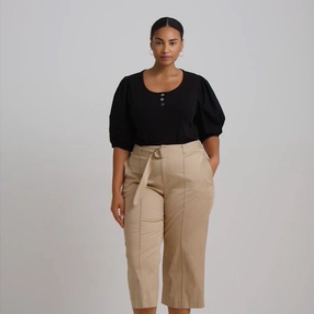 Ralph Lauren Plus Size Puff-Sleeve Henley Tee